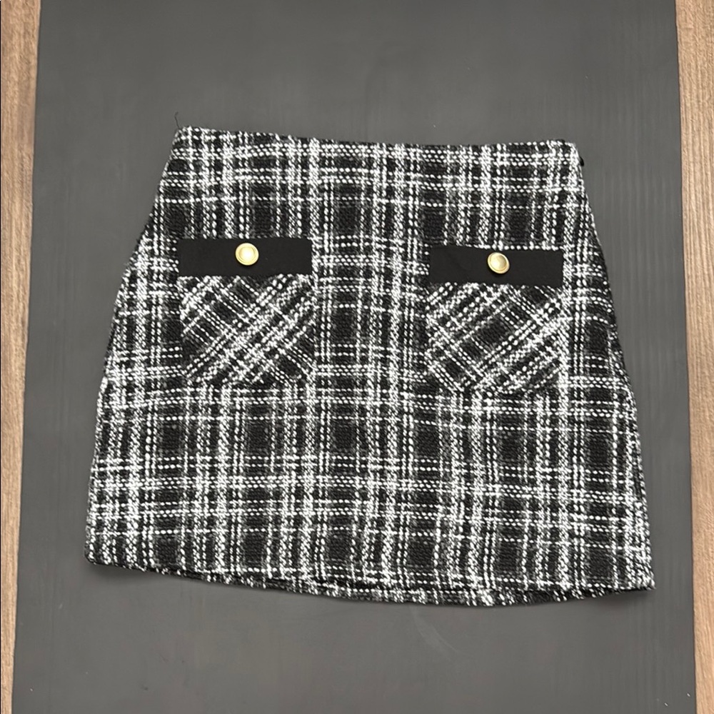 Forever 21 Black and White Plaid Pencil Skirt